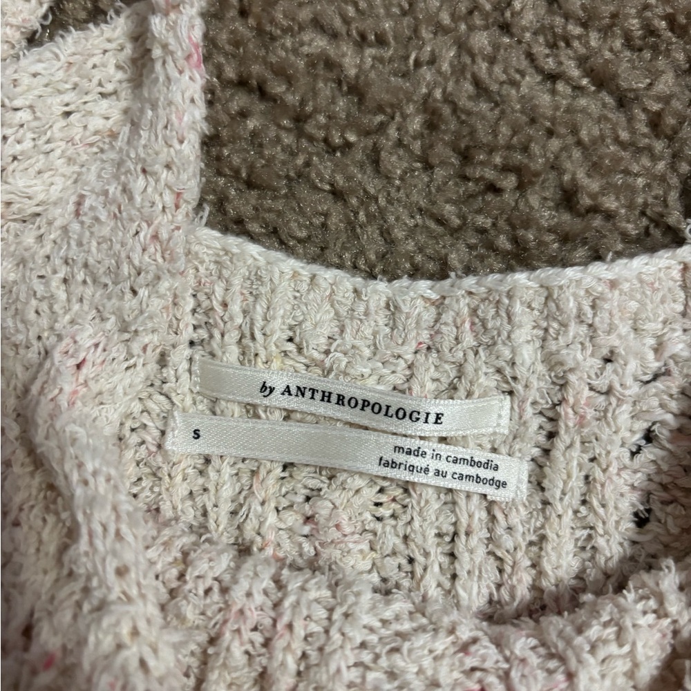 Anthropologie V-Neck Pointelle Sweater Tank ivory Size Small - Picture 3 of 6